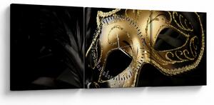 Tablou masca aurie (cu ceas) (90x30 cm)