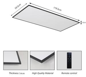 Brilagi - Plafonieră LED reglabilă SLIMFRAME, 80 W, 230 V, 120 x 60 cm, neagră, cu telecomandă