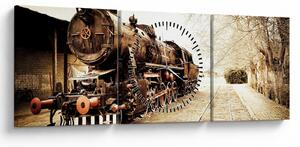 Tablou - Locomotiva istorică (cu ceas) (90x30 cm)