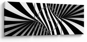 Tablou abstract cu dungi de zebră (cu ceas) (90x30 cm)