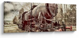 Tablou cu locomotivă istorică (cu ceas) (90x30 cm)