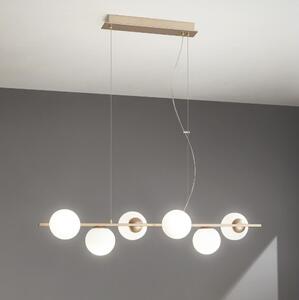 Ondaluce - Lustră suspendată pe cablu MONILE, 6xE14/10W/230V, auriu/alb