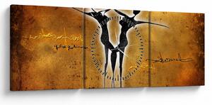 Tablou perechii dansând pictate (cu ceas) (90x30 cm)