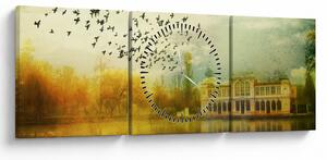 Tablou peisajului pictat cu sediul (cu ceas) (90x30 cm)