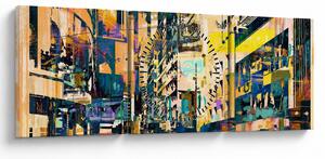 Tablou abstacțiunii pictate (cu ceas) (90x30 cm)