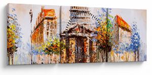 Tablou - Monument de oraș pictat (cu ceas) (90x30 cm)