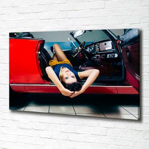 Imprimare tablou canvas Femeia în mașină
