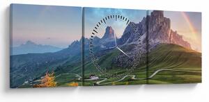 Tablou cu curcupeu deasupra stâncilor (cu ceas) (90x30 cm)