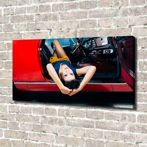 Imprimare tablou canvas Femeia în mașină