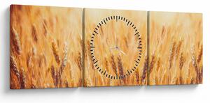 Tablou - câmp cu grâne (cu ceas) (90x30 cm)