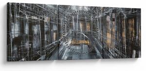 Tablou cu u interiorul clădirii vechi (cu ceas) (90x30 cm)