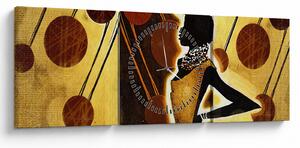 Tablou cu pictură artistică străveche (cu ceas) (90x30 cm)