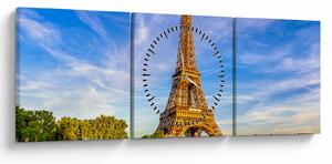 Tablou- Turnul Eifel (cu ceas) (90x30 cm)