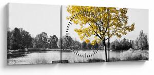 Tablou - relaxare în parc (cu ceas) (90x30 cm)