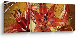 Tablou cu flori de crini (cu ceas) (90x30 cm)