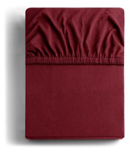 Cearceaf burgundy din jerseu cu elastic 160x200 cm Amber – Restilo