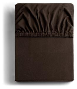 Cearceaf maro închis din jerseu cu elastic 140x200 cm Amber – Restilo