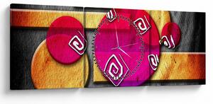 Tablou abstract cu simboluri istorice (cu ceas) (90x30 cm)