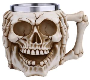 Halba de bere metalica Pufo Skull Don’t Hear in forma de craniu, 380 ml