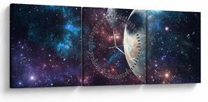 Tablou cu cosmos (cu ceas) (90x30 cm)