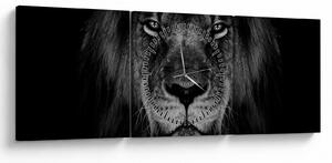 Tablou - Leu majestic (cu ceas) (90x30 cm)