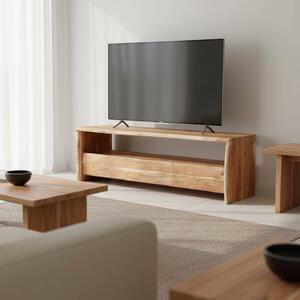Comoda TV Koryna din lemn masiv de acacia, culoare nuc, 140 x 40 x 45 cm