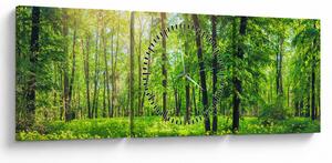 Tablou - Pădurea cu frunze de primăvară (cu ceas) (90x30 cm)