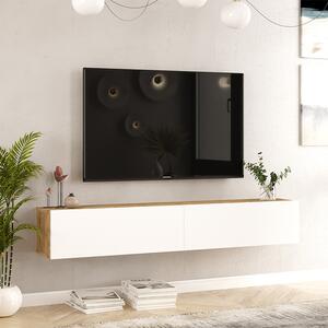 Comoda TV suspendata Delora, culoare alb-stejar, 180 x 31.6 x 29.6 cm