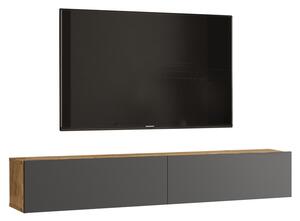 Comoda TV suspendata Delora, culoare antracit- stejar sonoma, 180 x 31.6 x 29.6 cm
