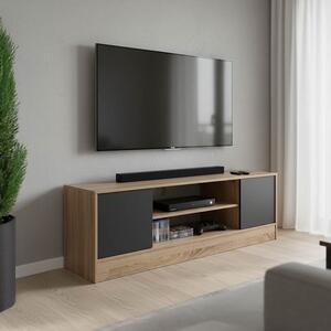 Comoda TV Sasora, nuanta stejar-antracit, 120 x 35 x 41.5 cm