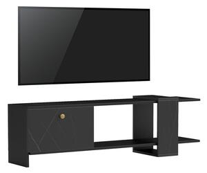 Comoda TV Standira, nuanta negru-marmura neagra, 120 x 25 x 36.8 cm