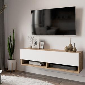 Comoda TV suspendata Rosca, culoare alb-stejar, 100 x 31.5 x 29.5 cm