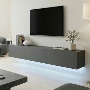Comoda TV suspendata Rivana cu LED, culoare antracit, 180 x 35 x 30 cm
