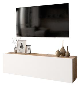 Comoda TV suspendata Serita, culoare alb-stejar, 100 x 31.5 x 29.5 cm