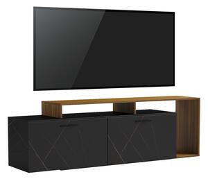 Comoda TV Toblera, culoare nuc cu marmura neagra, 170 x 40 x 53 cm