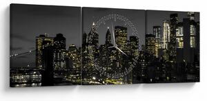 Tablou cu metropolă nocturnă (cu ceas) (90x30 cm)