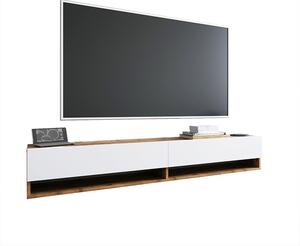 Comoda TV suspendata Handora, culoare alb-stejar, 180 x 31.5 x 29.5 cm