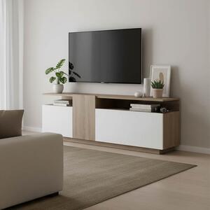 Comoda TV Vendora, culoare sonoma-alb, 150 x 29.5 x 46.3 cm