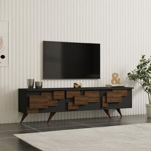 Comoda TV Trida, culoare nuc-antracit, 160 x 35 x 45 cm