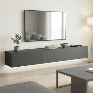 Comoda TV suspendata Rivana cu LED, culoare antracit, 210 x 35 x 30 cm