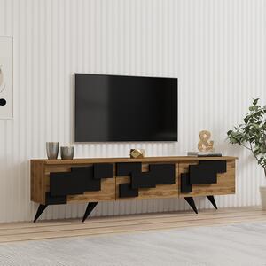 Comoda TV Trida, culoare stejar-negru, 160 x 35 x 45 cm