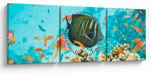 Tablou lumii submarine (cu ceas) (90x30 cm)