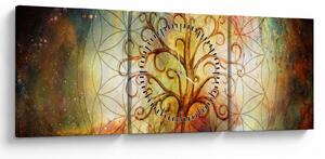 Tablou abstract cu copac (cu ceas) (90x30 cm)