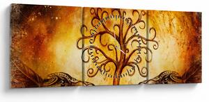 Tablou natural abstract cu copac (cu ceas) (90x30 cm)