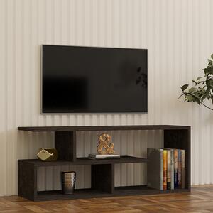 Comoda TV Waldor, din melamina, culoare negru-gri inchis, 100 x 29.5 x 40 cm