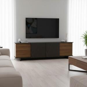 Comoda TV Zafira, culoare nuc cu marmura neagra, 180 x 33 x 50 cm