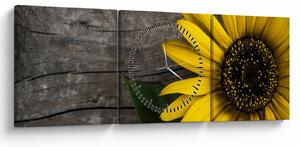 Tablou - Floare de floarea soarelui (cu ceas) (90x30 cm)