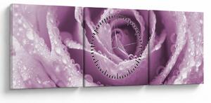 Tablou detaliu de floare de trandafir (cu ceas) (90x30 cm)