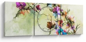 Tablou - Pictua cu flori (cu ceas) (90x30 cm)