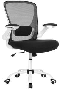 Scaun de birou ergonomic , cotiere rabatabile , alb-negru